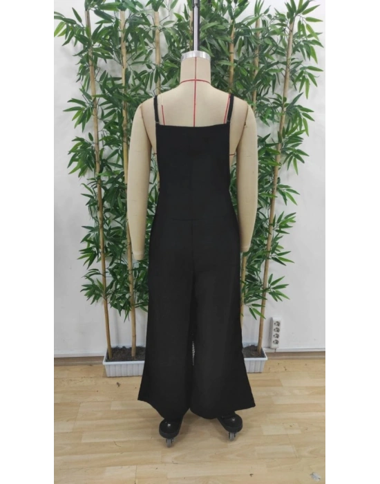 Kadın Askılı Yandan Fermuarlı Geniş Paçalı Valencia Tulum