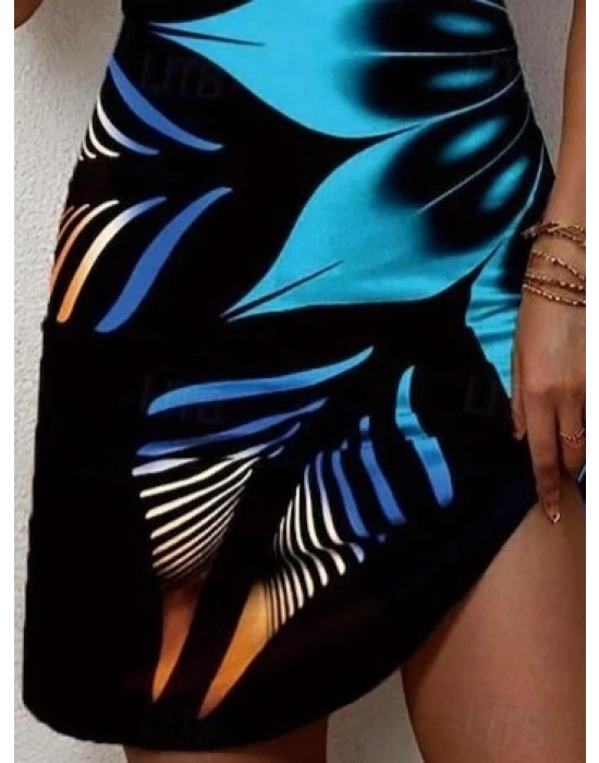 Kadın Askılı Yuvarlak Yaka çiçek Desenli Dalgıç Elbise