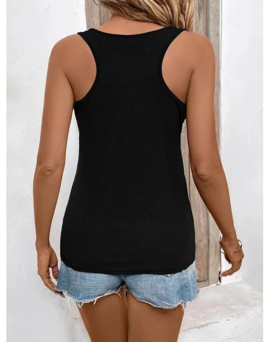 Kadın Askılı Yuvarlak Yaka Kalp Baskılı Viskon Bluz