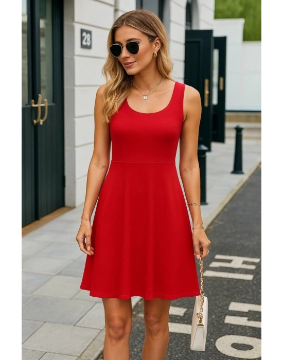 Kadın Askılı Yuvarlak Yaka Kısa Viskon Elbise