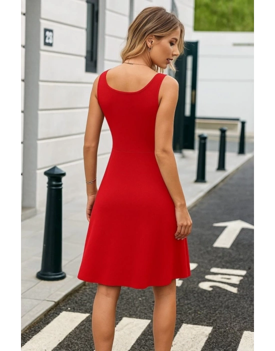 Kadın Askılı Yuvarlak Yaka Kısa Viskon Elbise