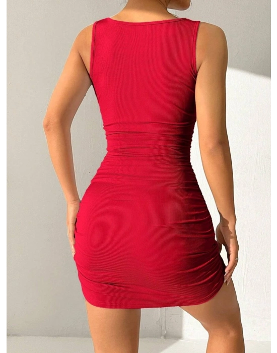 Kadın Askılı Yuvarlak Yaka Mini Kaşkorse Elbise