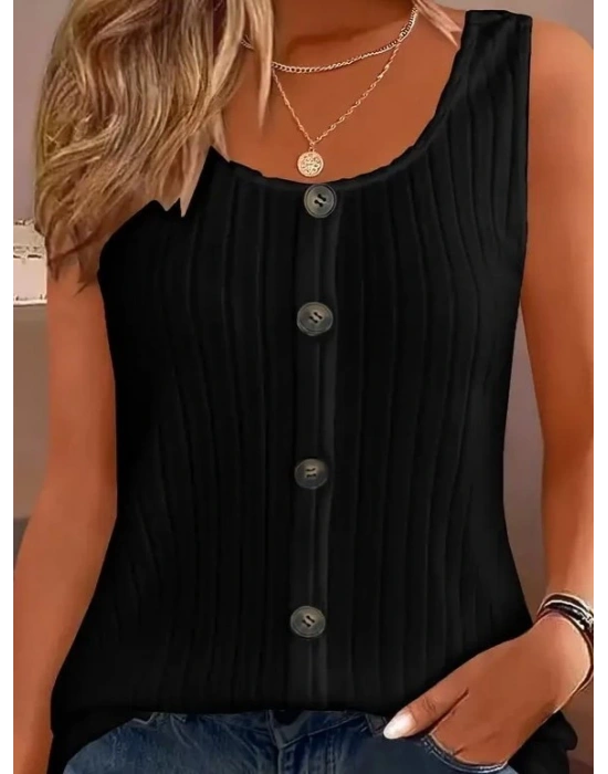 Kadın Askılı Yuvarlak Yaka önden Düğmeli Kalın Fitilli Kaşkorse Bluz