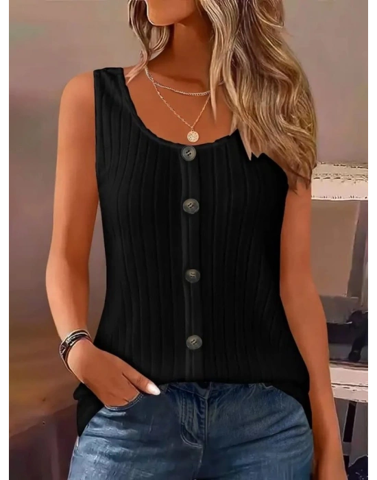 Kadın Askılı Yuvarlak Yaka önden Düğmeli Kalın Fitilli Kaşkorse Bluz