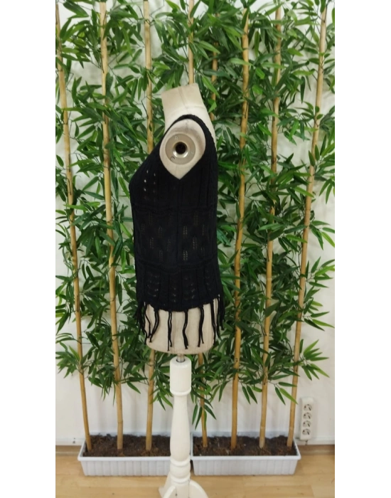 Kadın Askılı Yuvarlak Yaka önden Düğmelipüsküllü Triko Bluz