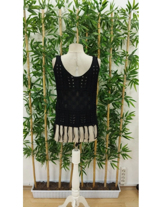 Kadın Askılı Yuvarlak Yaka önden Düğmelipüsküllü Triko Bluz