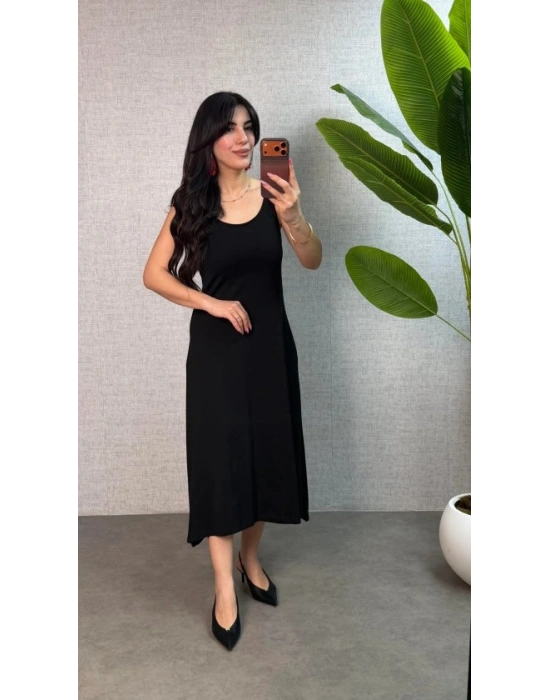 Kadın Askılı Yuvarlak Yaka üprem Kumaş Elbise