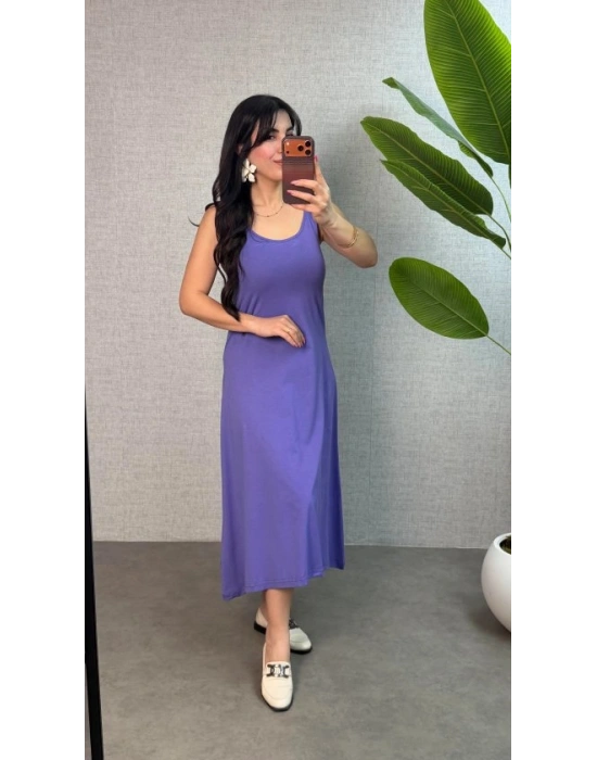 Kadın Askılı Yuvarlak Yaka üprem Kumaş Elbise