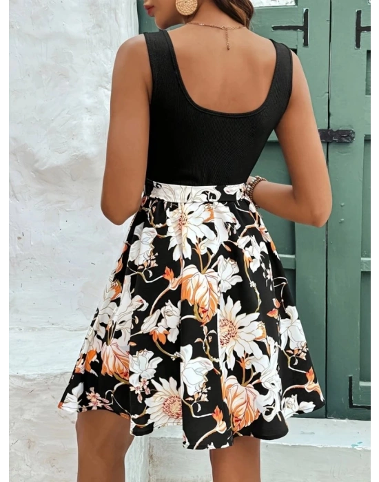 Kadın Askılı Yuvarlak Yaka üst Kaşkorse Alt Süprem Belden Kuşaklı Elbise