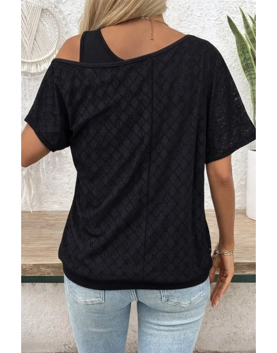 Kadın Askılı Yuvarlak Yaka Viskon Atlet Ve Yarasa Kollu Omuzdan Açık Dantel Bluz Ikili Takım