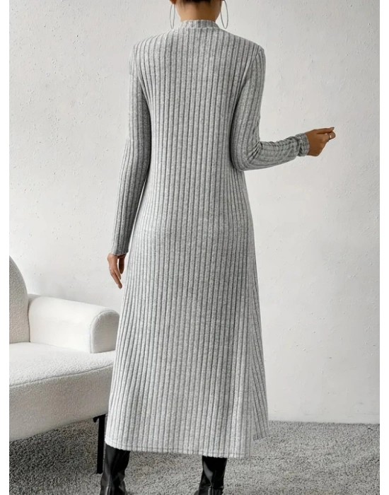 Kadın Askılı Yuvarlak Yakalı Elbise Ve Yarı Balıkçı Yakalı şardonlu Kaşkorse Ikili Takım