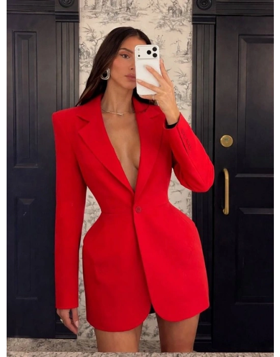 Kadın Atlasdokuma Kumaş Ceket Elbise