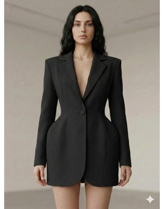 Kadın Atlasdokuma Kumaş Ceket Elbise