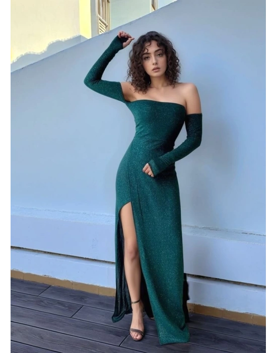 Kadın Bacak Dekolteli taplez Kol Eldiven Detay Fırsat ürün Elbise