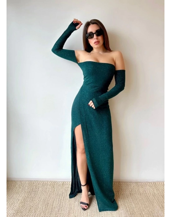 Kadın Bacak Dekolteli taplez Kol Eldiven Detay Fırsat ürün Elbise