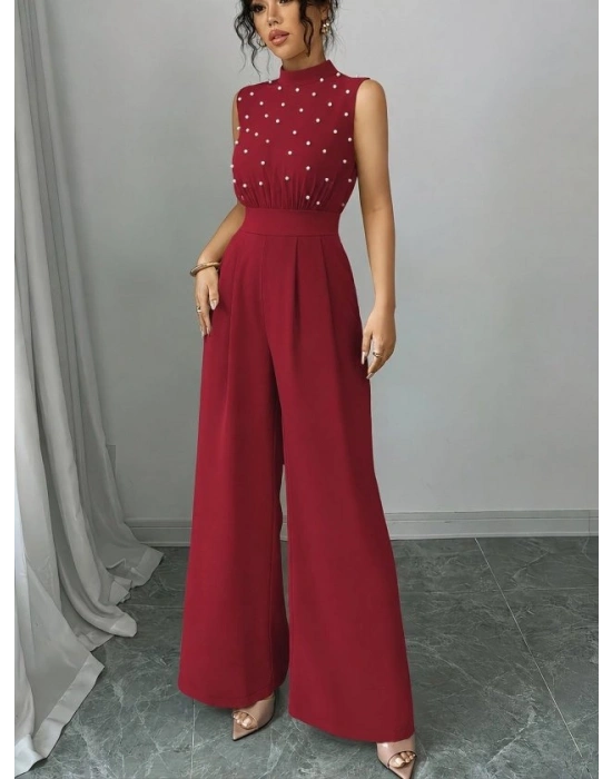 Kadın Balıkçı Yaka Kolsuz Incili Beli Kuşaklı Uzun Janjan Tulum