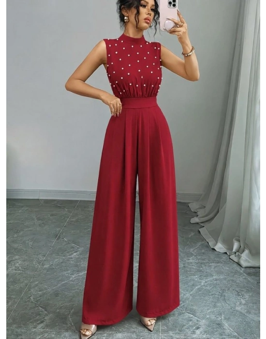Kadın Balıkçı Yaka Kolsuz Incili Beli Kuşaklı Uzun Janjan Tulum