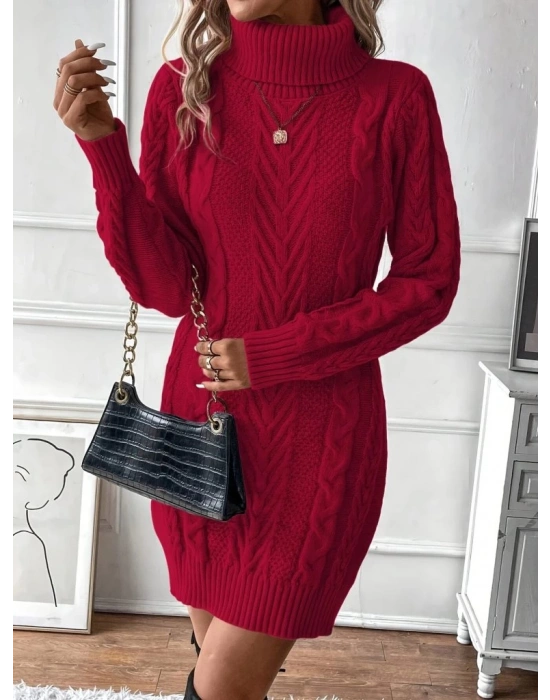 Kadın Balıkçı Yaka Mini Triko Elbise