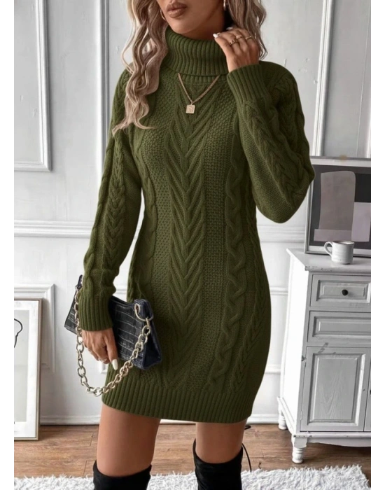 Kadın Balıkçı Yaka Mini Triko Elbise