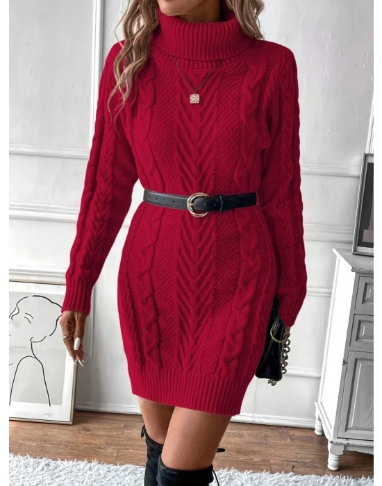 Kadın Balıkçı Yaka Mini Triko Elbise