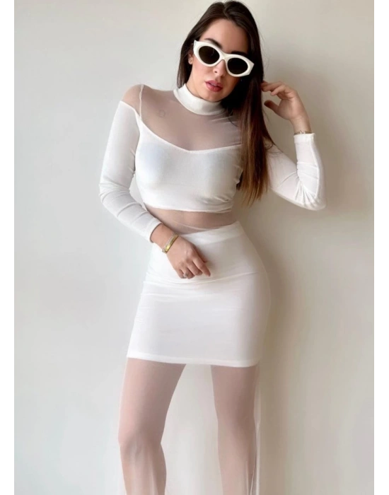 Kadın Balıkçı Yaka Transparan Dekolteli Fırsat ürün Elbise