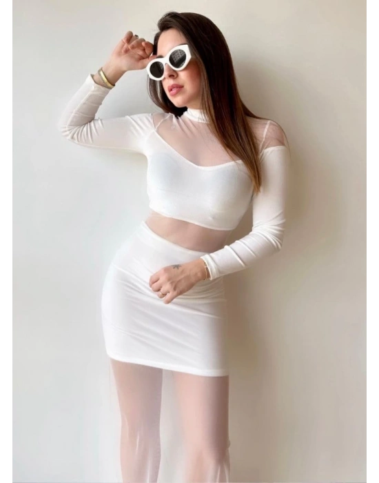 Kadın Balıkçı Yaka Transparan Dekolteli Fırsat ürün Elbise