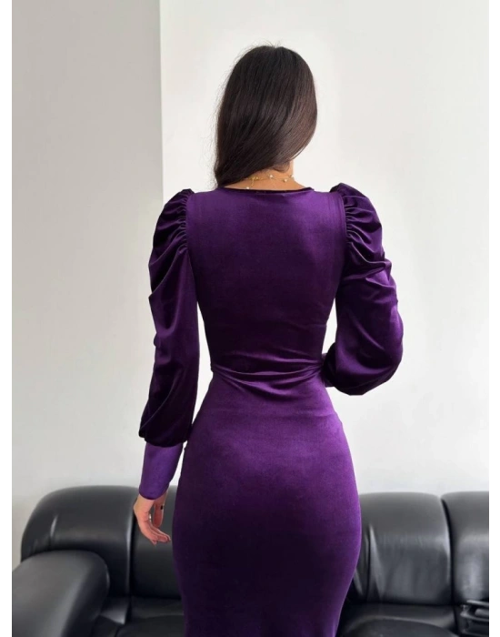 Kadın Balon Kol Kruvaze Yakamidi Boy Fırsat ürün Elbise