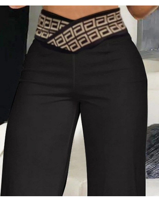 Kadın Belde Kruvaze Ve Ribana Detay Ispanyol Paça Ithal Krep Pantolon