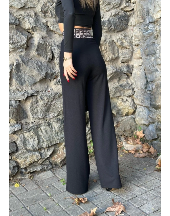 Kadın Belde Kruvaze Ve Ribana Detay Ispanyol Paça Ithal Krep Pantolon