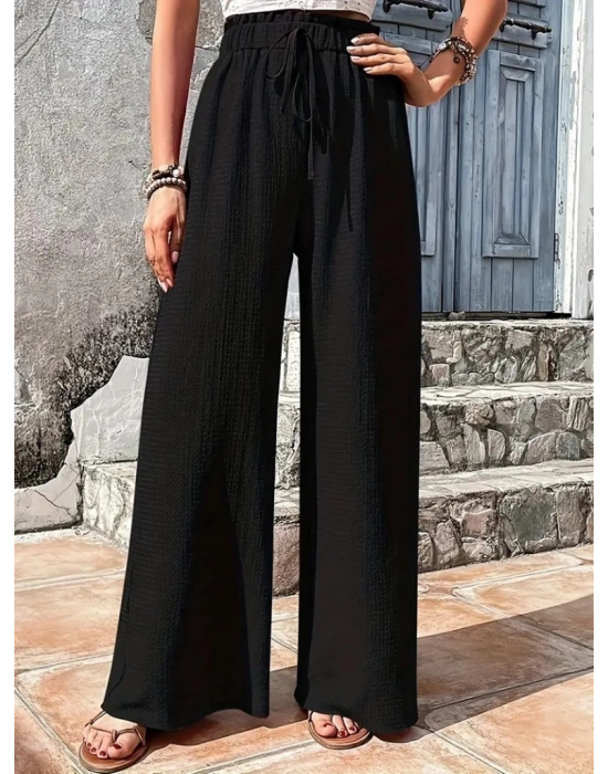 Kadın Beli Lastikli Bol Paça Bürümcük Pantolon