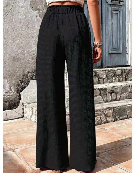 Kadın Beli Lastikli Bol Paça Bürümcük Pantolon