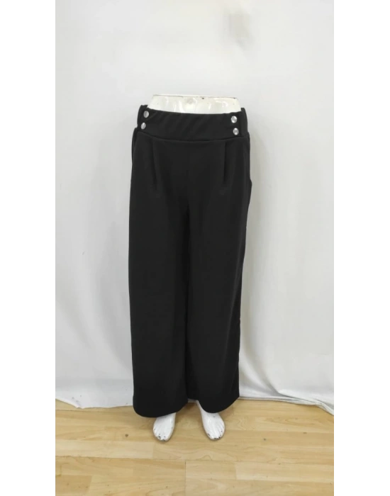 Kadın Beli Lastikli Düğmeli Ithal Krep Pantolon