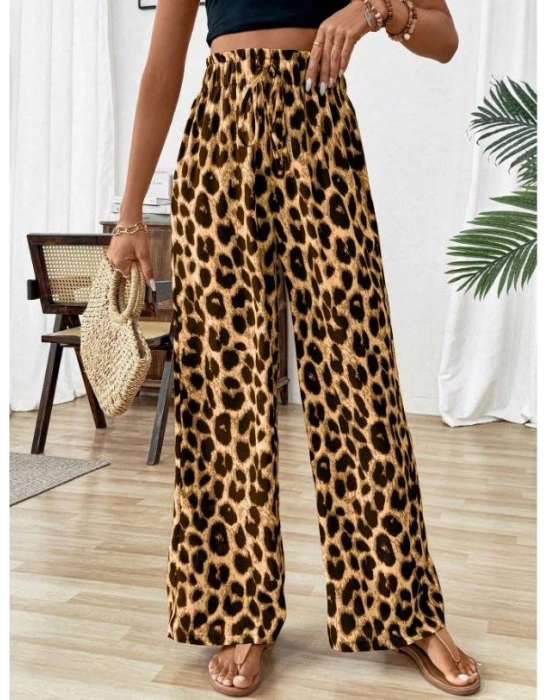 Kadın Beli Lastikli Leopar Desen Süprem Pantolon