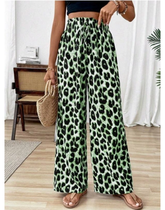 Kadın Beli Lastikli Leopar Desen Süprem Pantolon