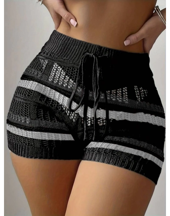 Kadın Belinden Bağlamalı Mini Triko Short