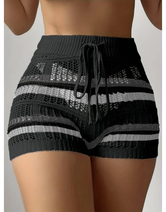 Kadın Belinden Bağlamalı Mini Triko Short