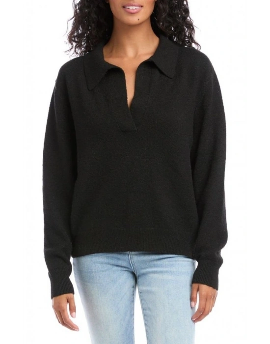 Kadın Beyaz Uzun Kollu Yakalı Triko Bluz