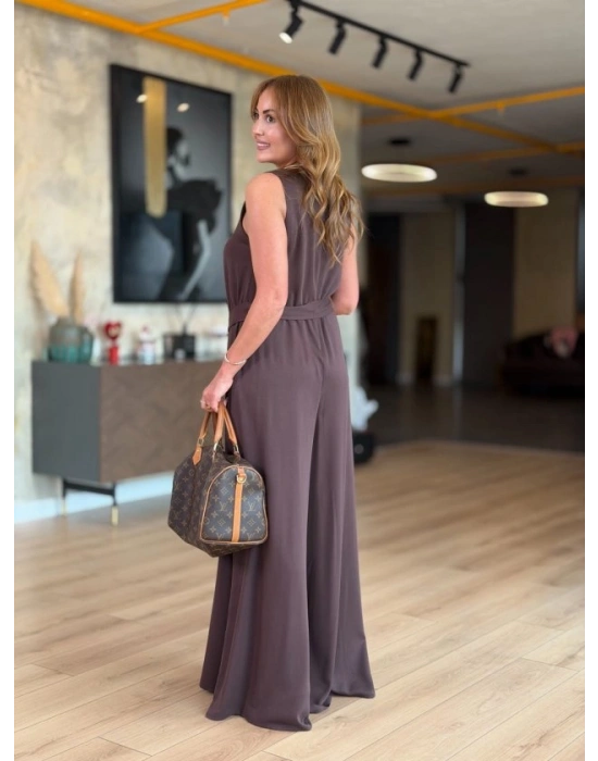 Kadın Bisiklet Yaka Beli Kuşak Detaylı Rahat Kesim Tulum