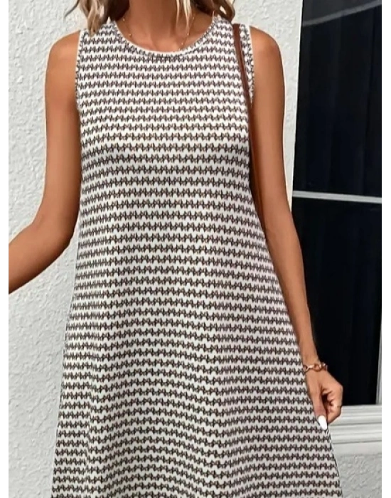 Kadın Bisiklet Yaka Desenli Sandy Midi Elbise