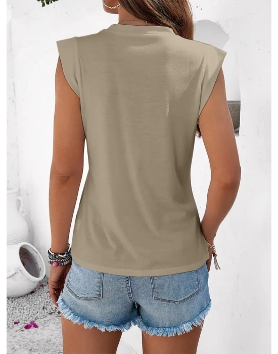 Kadın Bisiklet Yaka Omuz Detay Viskon Bluz