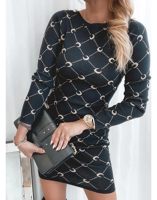 Kadın Bisiklet Yaka Uzun Kol Triko Mini Boy Elbise