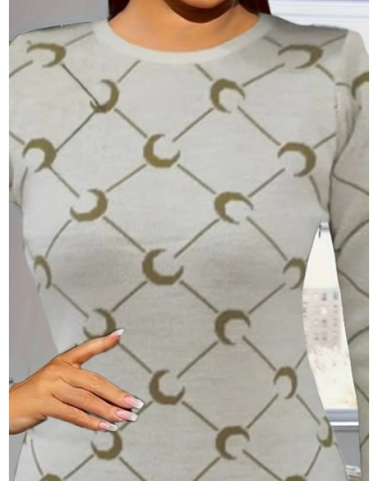 Kadın Bisiklet Yaka Uzun Kol Triko Mini Boy Elbise