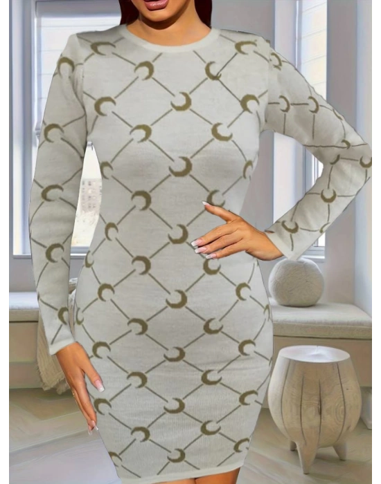 Kadın Bisiklet Yaka Uzun Kol Triko Mini Boy Elbise