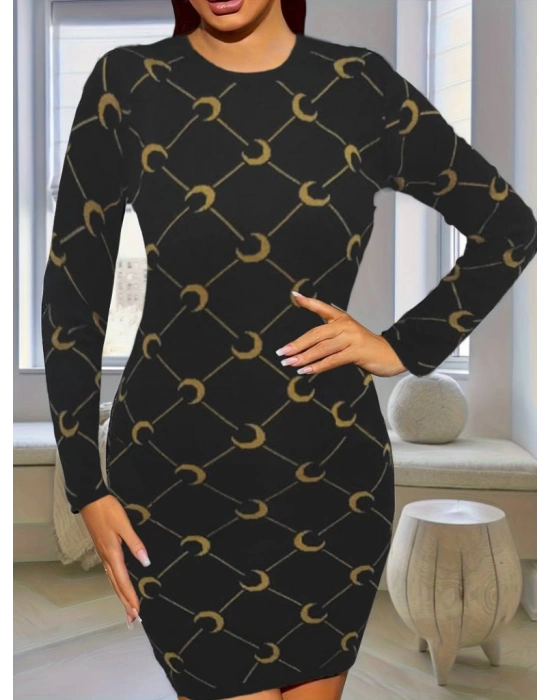 Kadın Bisiklet Yaka Uzun Kol Triko Mini Boy Elbise