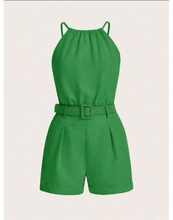 Kadın Boyundan Ip Askılı Bluz Ve Kısa Ikili Takım