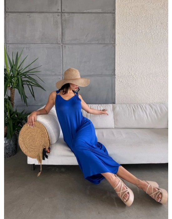 Kadın çan Dokuma Kumaş V Yaka Asimetrik Kesim Elbise