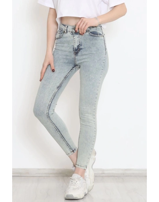 Kadın Cep Detay Kar Yıkamalı Kot Pantolon