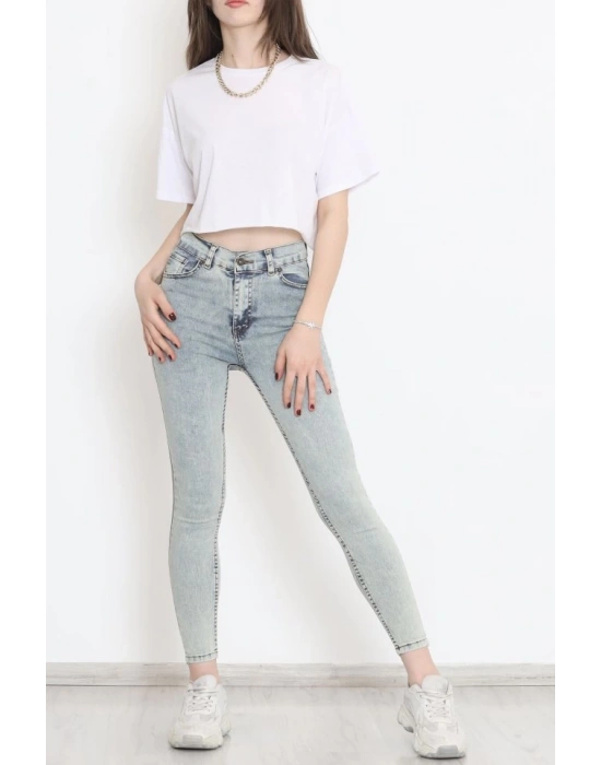 Kadın Cep Detay Kar Yıkamalı Kot Pantolon