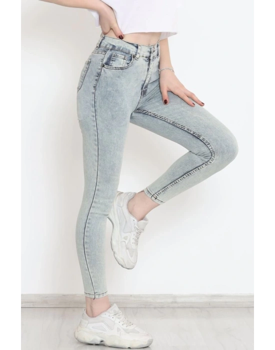 Kadın Cep Detay Kar Yıkamalı Kot Pantolon