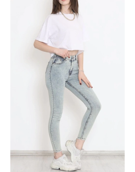 Kadın Cep Detay Kar Yıkamalı Kot Pantolon